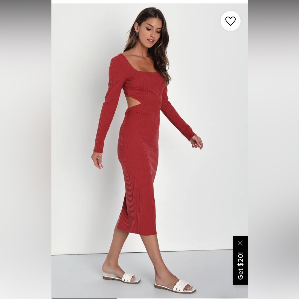 Lulus Ribbed Cutout Bodycon Dress Size L